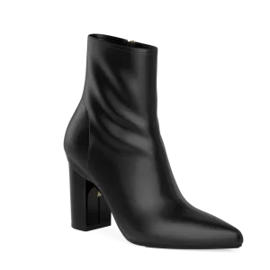 The Bootie - Coal Stretch Leather 4 Block