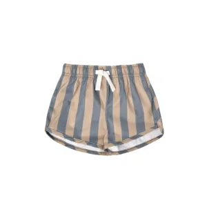 The Boys Swim Trunk by Quincy Mae - Latte Ocean Stripe - BABY