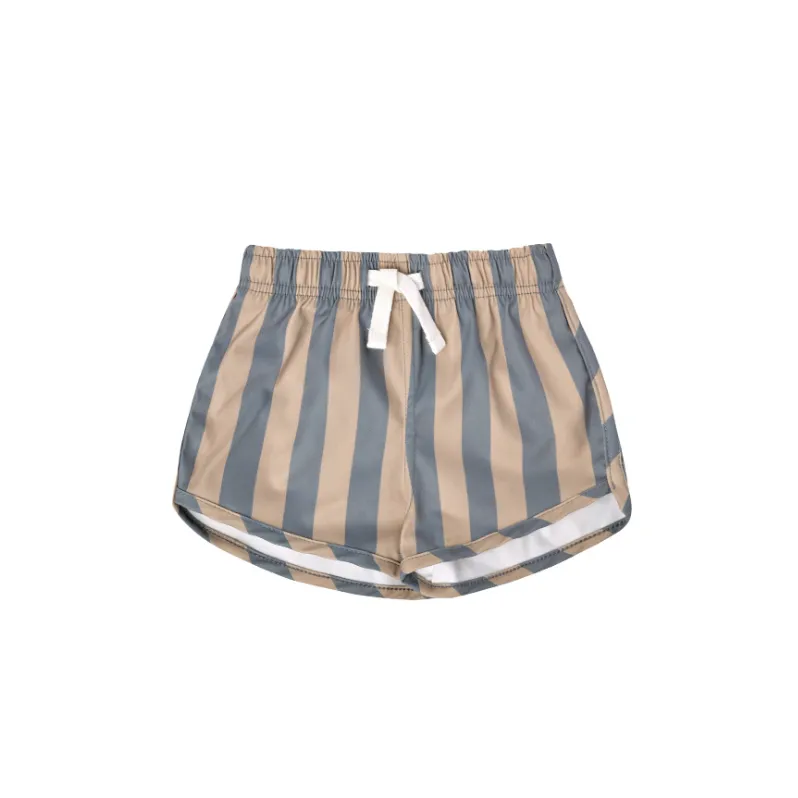 The Boys Swim Trunk by Quincy Mae - Latte Ocean Stripe - BABY