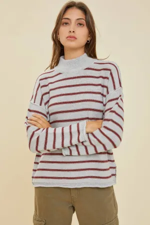 The Bridget Sweater - Grey and Burgundy