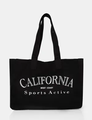 The California Oversized Black Canvas Tote Bag