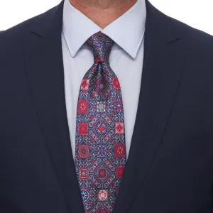 The Cathedral of Florence Blue and Red Duchesse Silk Tie