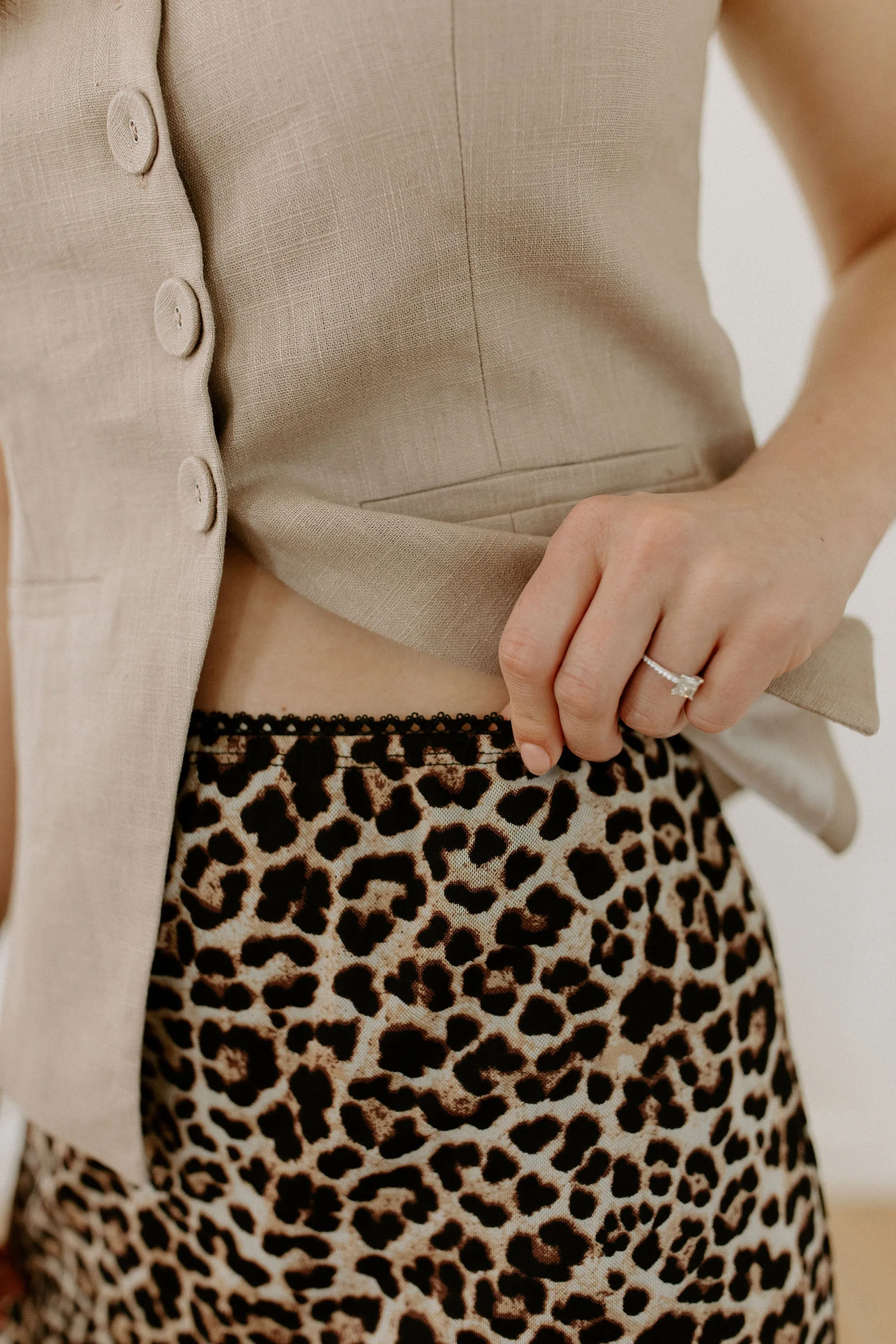 The Cecilia Leopard Mesh Knee Skirt by NLT