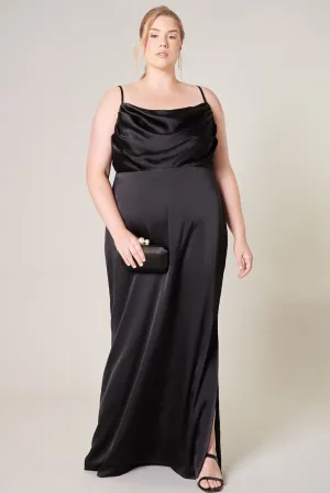 The Charissa Cowl Maxi Dress - Black - PLUS