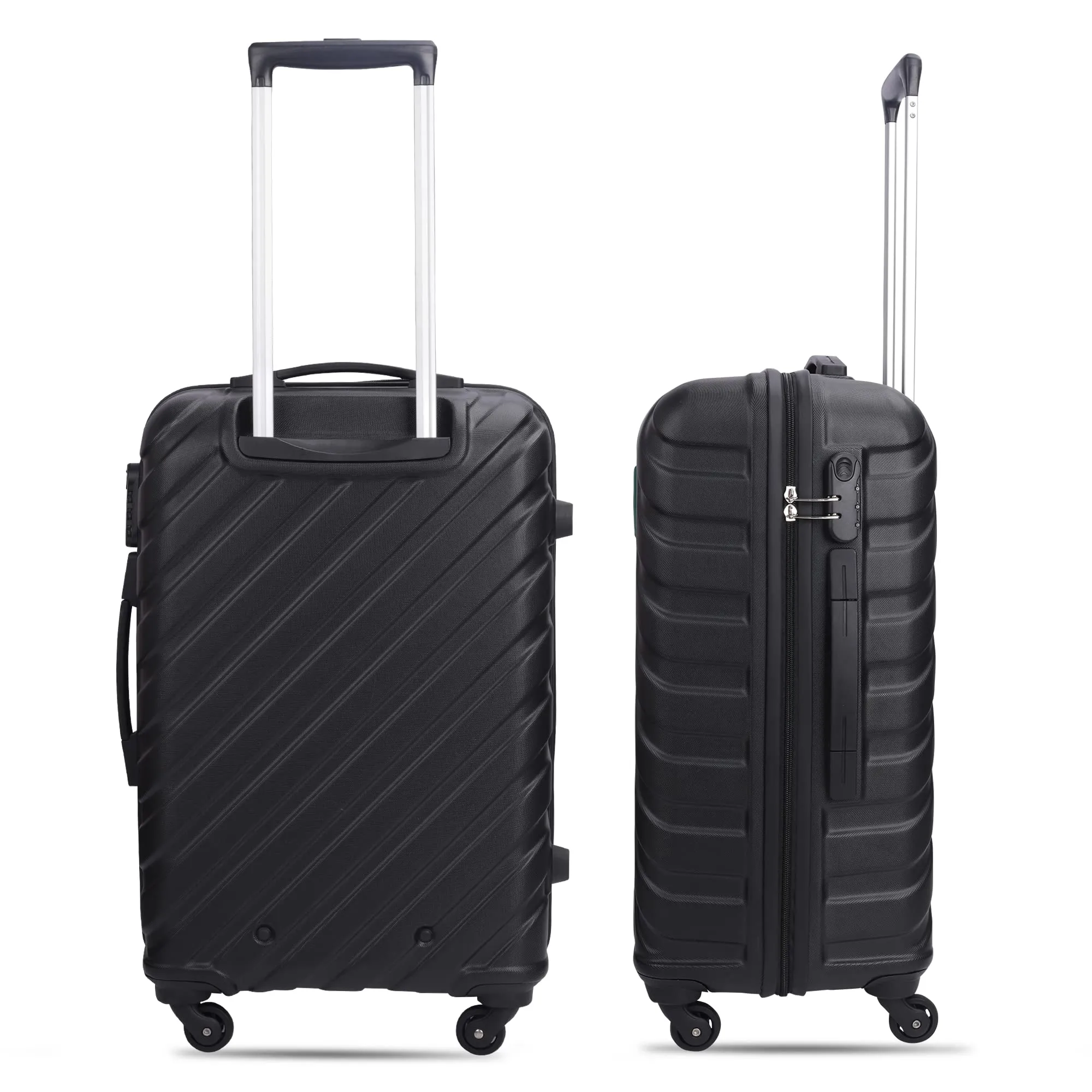 THE CLOWNFISH Armstrong Combo of 2 Luggage ABS Hard Case Suitcase Four Wheel Trolley Bags- Black (Medium-65 cm-24 inch, Small-54 cm-20 inch)