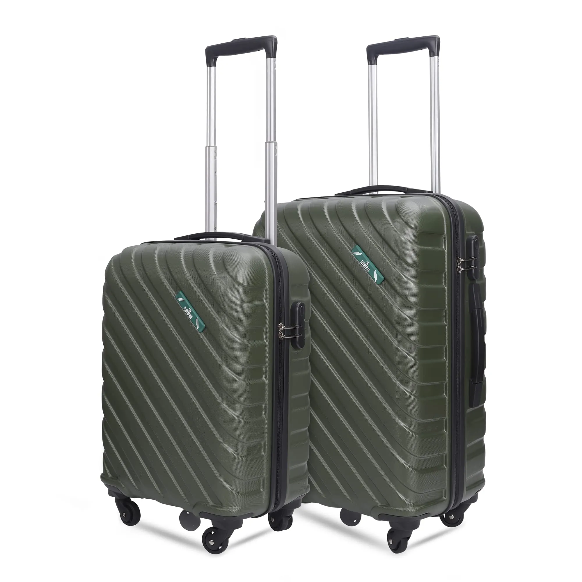 THE CLOWNFISH Armstrong Combo of 2 Luggage ABS Hard Case Suitcase Four Wheel Trolley Bags- Bottle Green (Medium-65 cm-24 inch, Small-54 cm-20 inch)