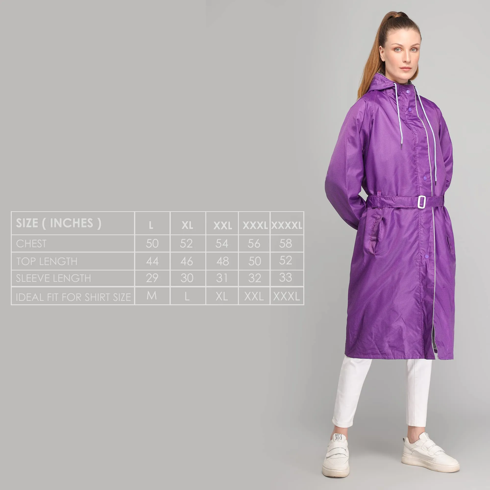 THE CLOWNFISH Aster Pro Series Womens Waterproof PVC Transparent Self Design Longcoat/Raincoat with Adjustable Hood (Pistachio Green, X-Large)