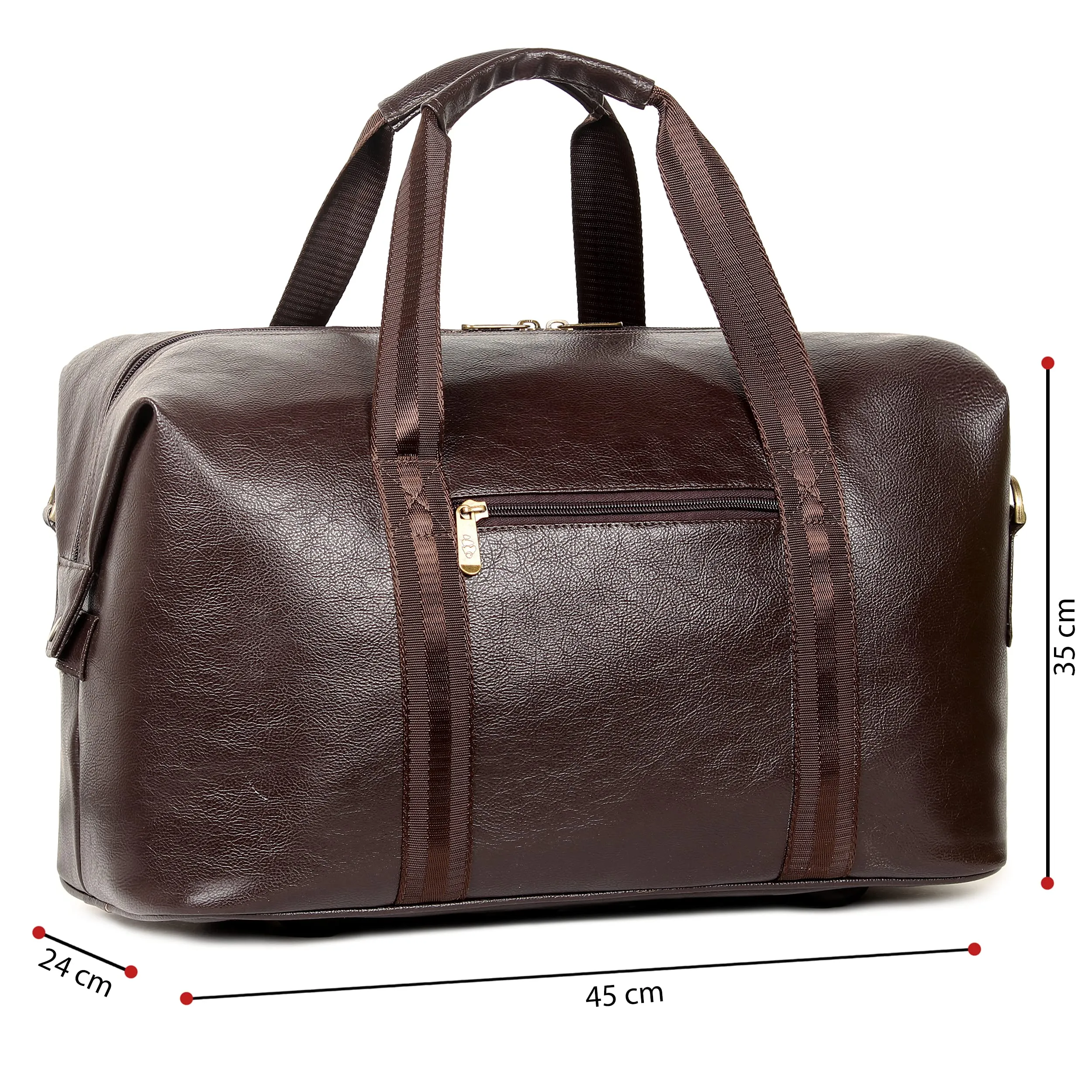 The Clownfish Brayne 38 litres Unisex Faux Leather Travel Duffle Bag Weekender Bag (Dark Brown)