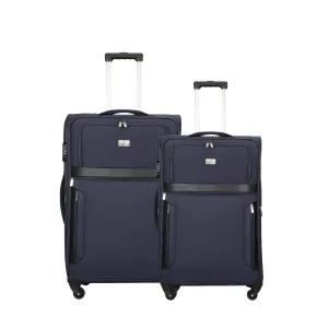 THE CLOWNFISH Combo of 2 Faramund Series Luggage Polyester Softsided Suitcases Four Wheel Trolley Bags - Navy Blue (76 cm, 68 cm)