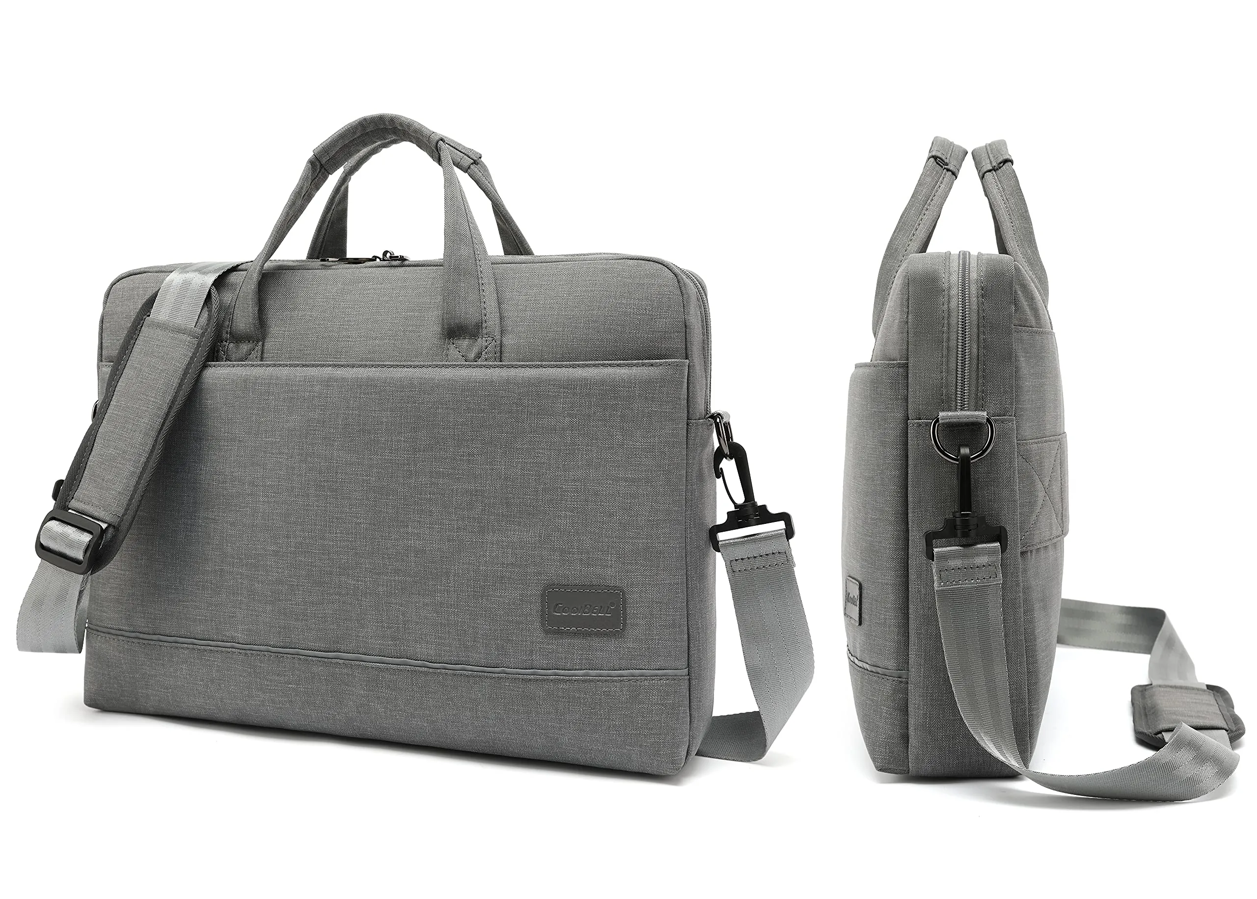 THE CLOWNFISH CoolBELL Water Resistant Nylon Unisex 15.6 inch Laptop Messenger Bag Briefcase with Trolley Strap (Grey)