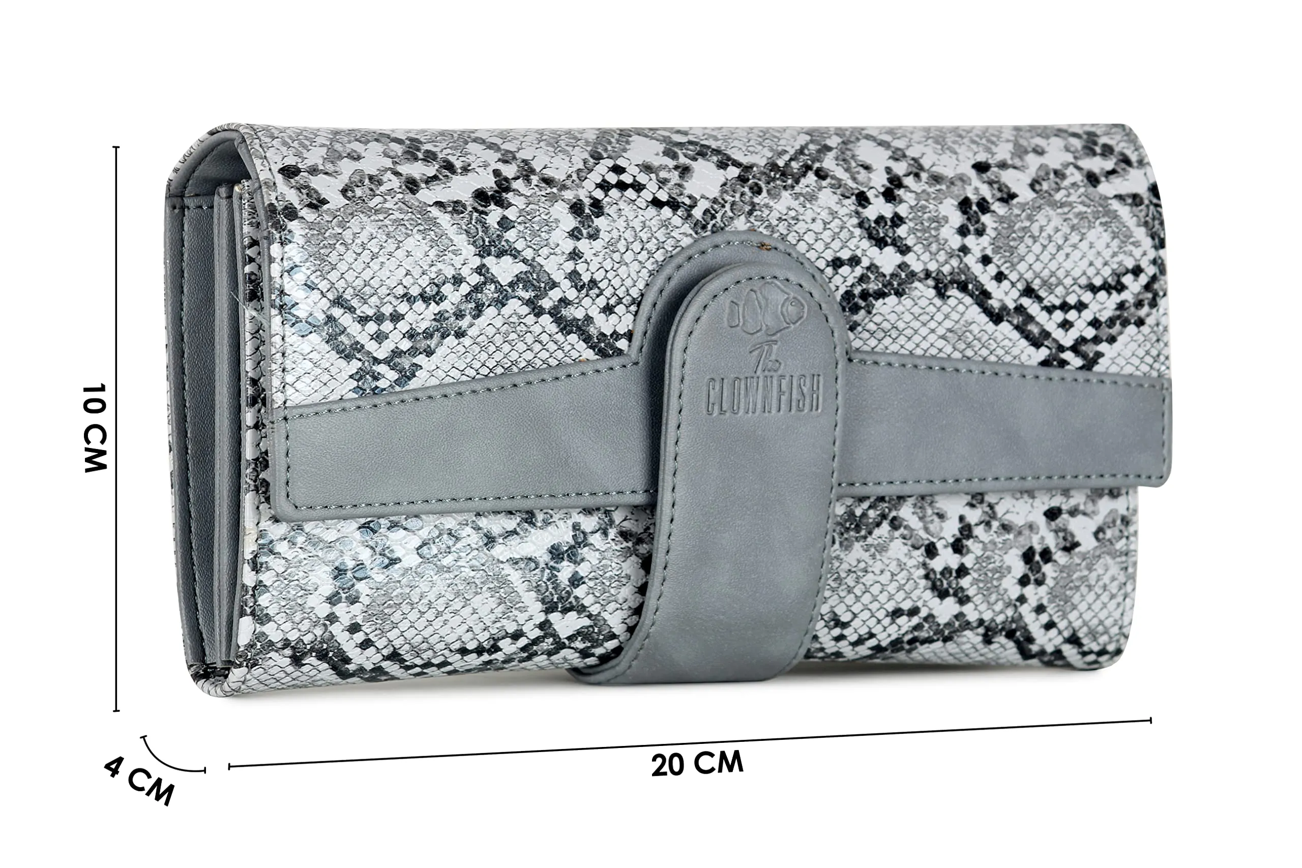 THE CLOWNFISH Coral Womens Wallet Clutch Ladies Purse with Card holders (Grey)