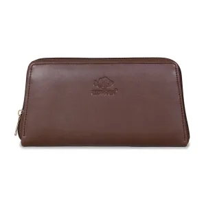 THE CLOWNFISH Evelyn Collection Womens Wallet Clutch Ladies Purse with multiple card slots (Dark Brown)