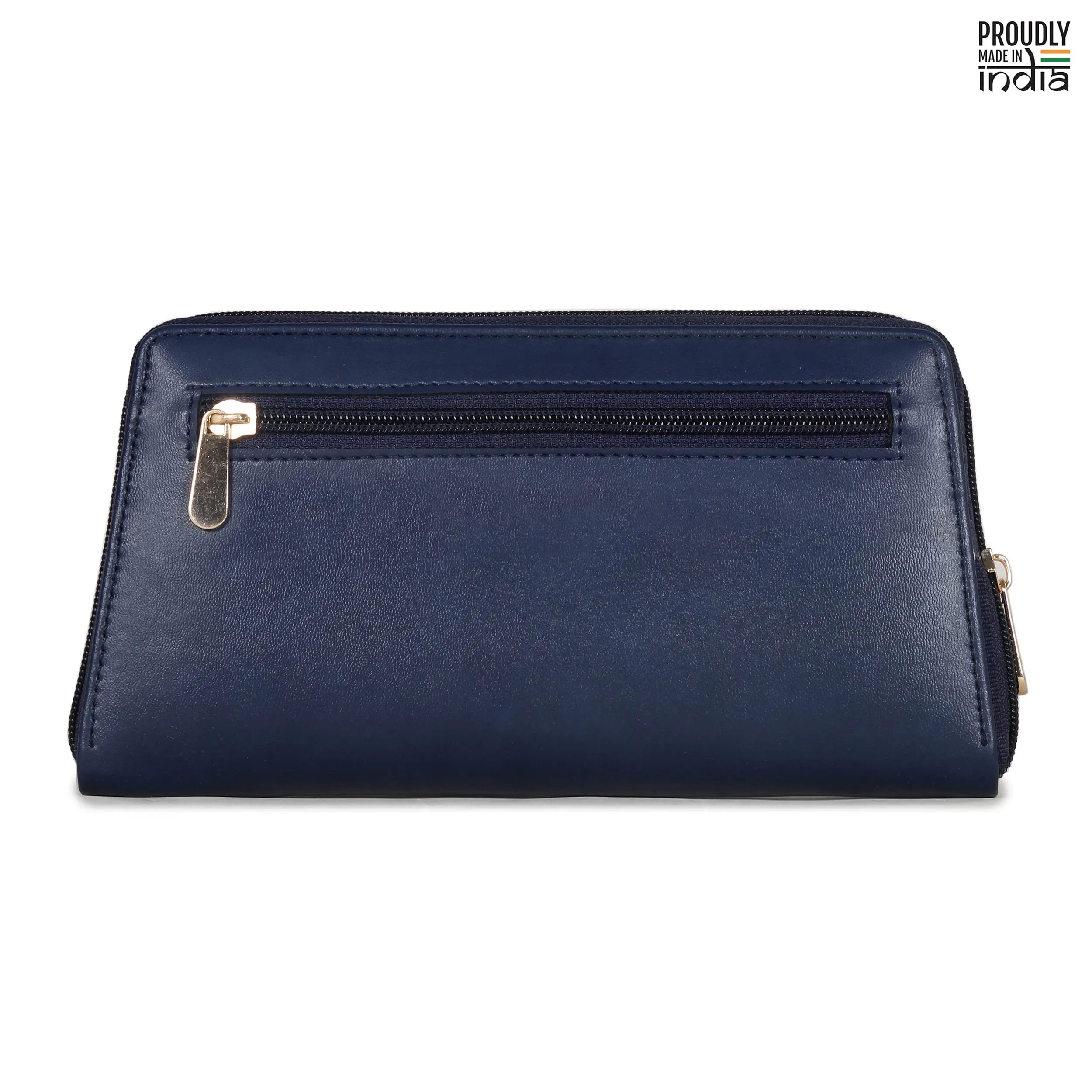 THE CLOWNFISH Evelyn Collection Womens Wallet Clutch Ladies Purse with multiple card slots (Navy Blue)