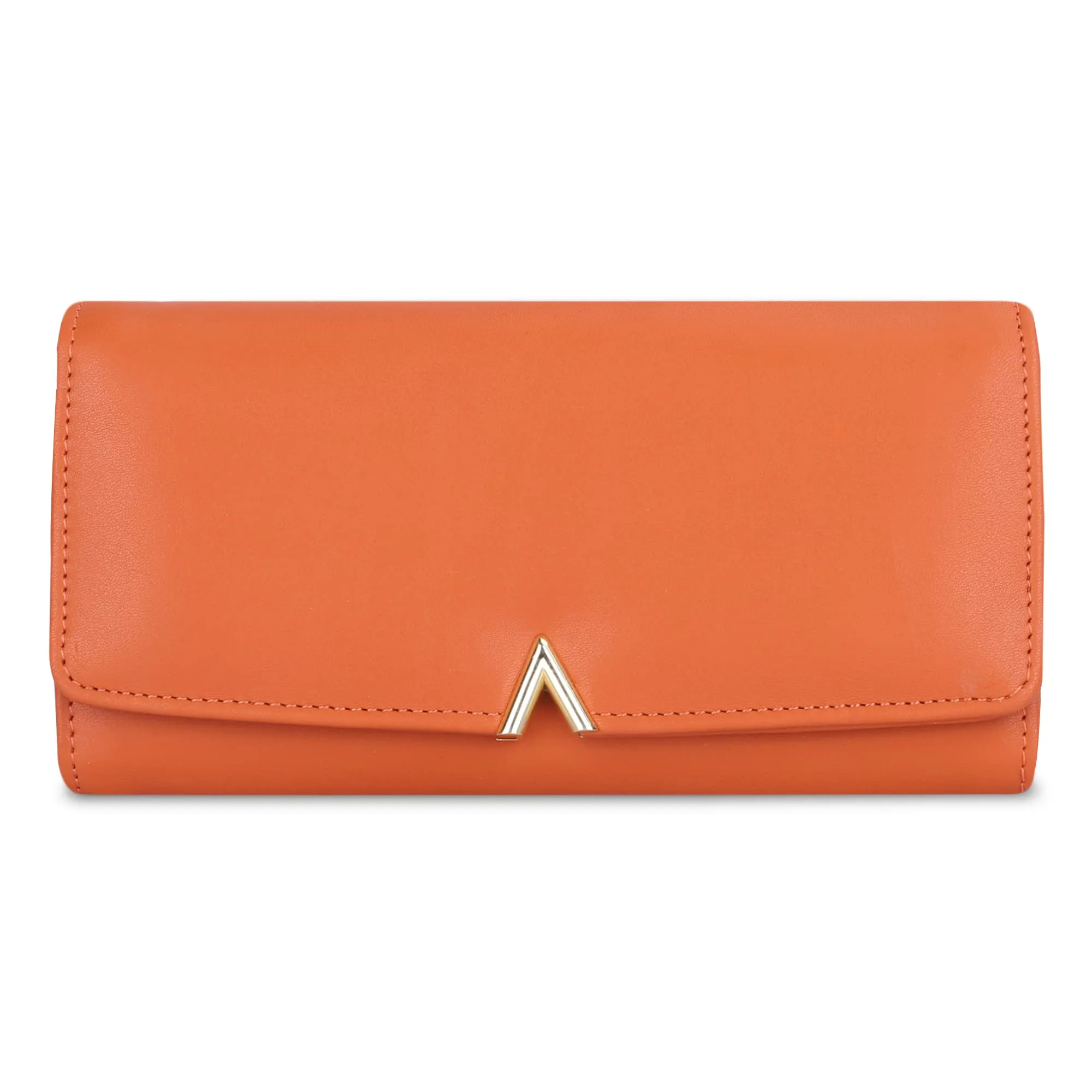 THE CLOWNFISH FashionFinesse Collection Faux Leather Bi-Fold Womens Wallet Clutch Ladies Purse with Multiple Card Slots (Orange)