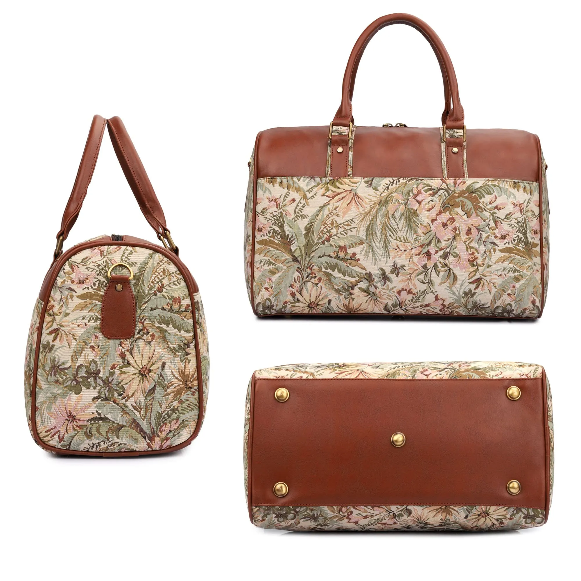 The Clownfish Faux Leather 17 cms Duffle Bag(TCFDBTP-GA-P-21LBEG_Ambretta Beige)