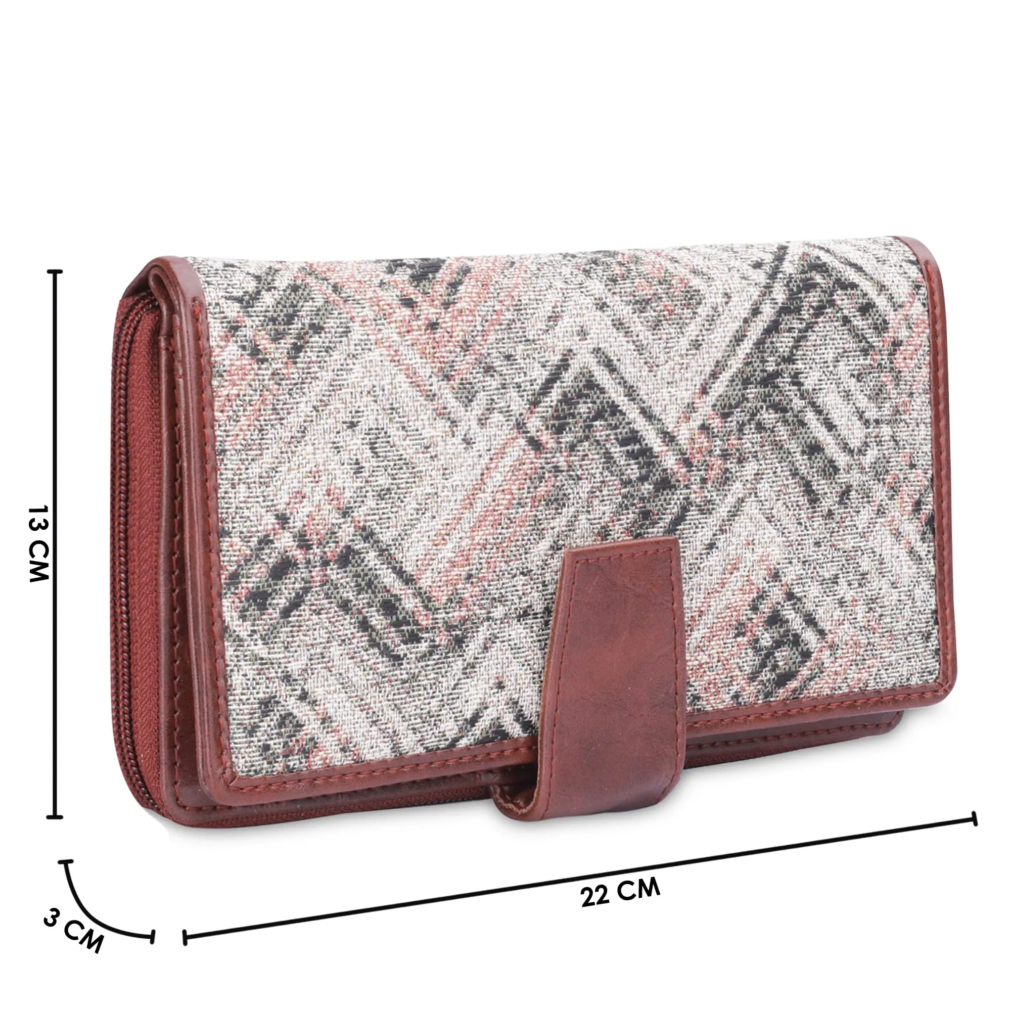 THE CLOWNFISH Filipia Ladies Wallet Womens Wrist Clutch Purse (White- Checks)