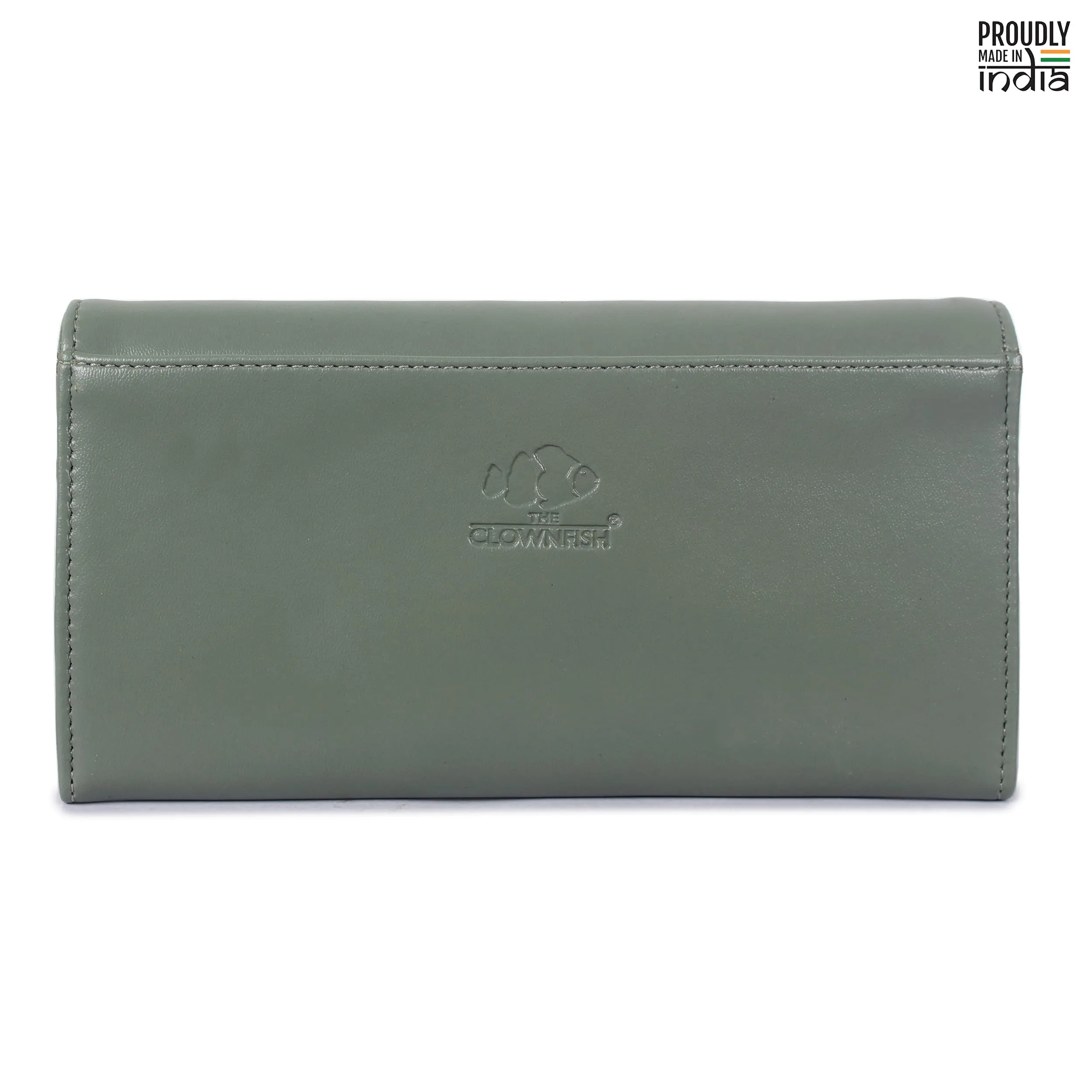 The Clownfish Gracy Collection Womens Wallet Clutch Ladies Purse with Multiple Card Slots (Olive Green)