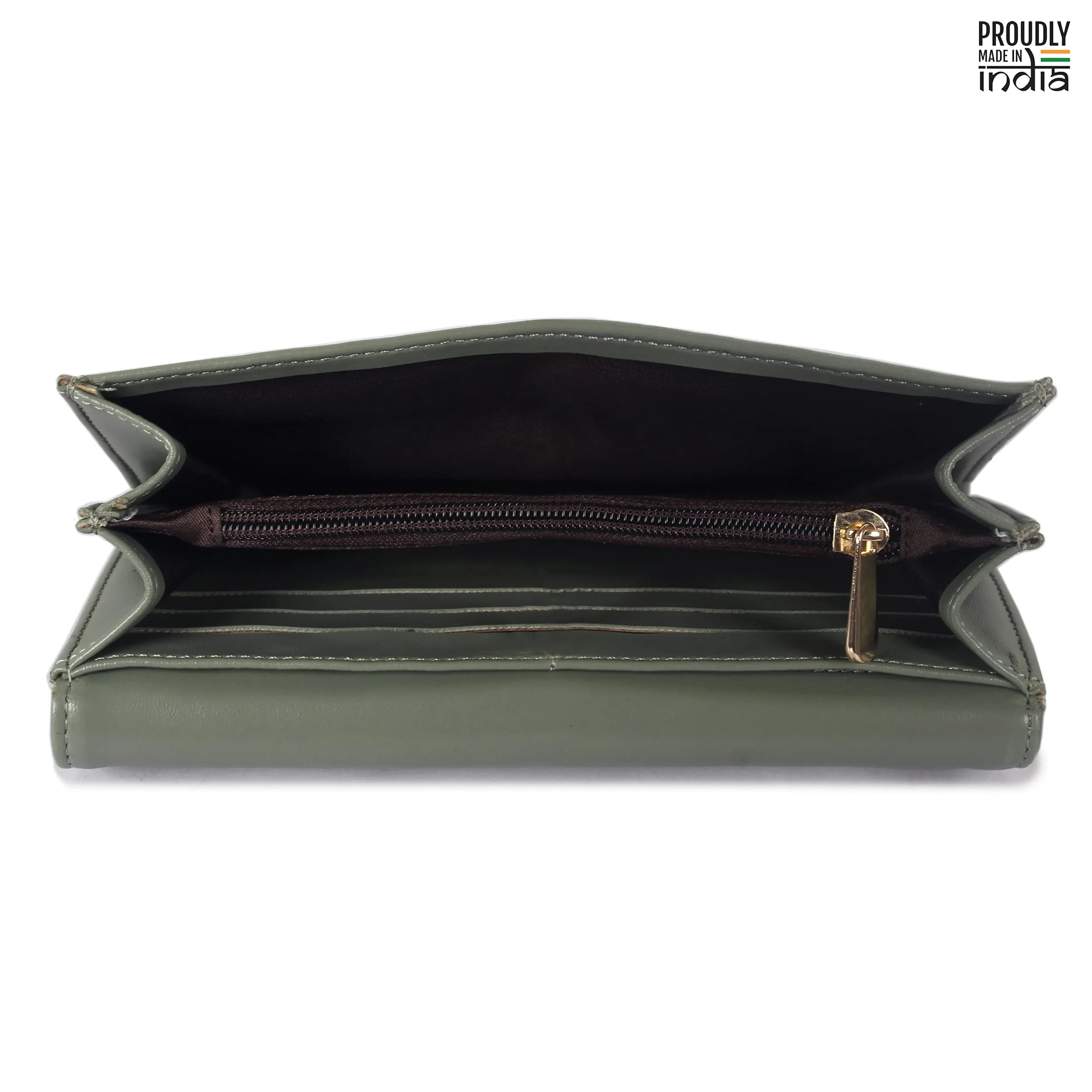 The Clownfish Gracy Collection Womens Wallet Clutch Ladies Purse with Multiple Card Slots (Olive Green)