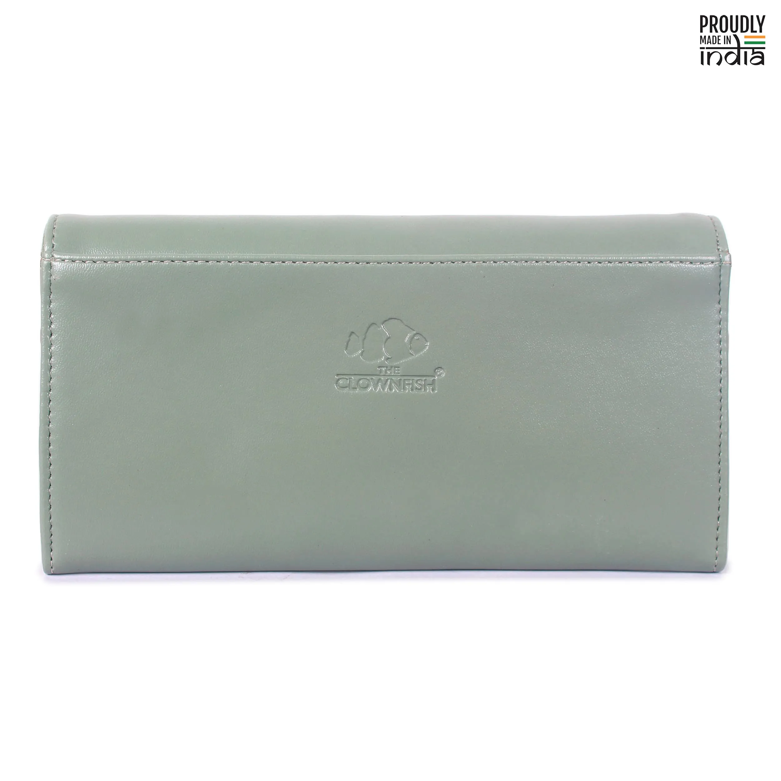 THE CLOWNFISH Gracy Collection Womens Wallet Clutch Ladies Purse with multiple card slots (Pistachio Green)