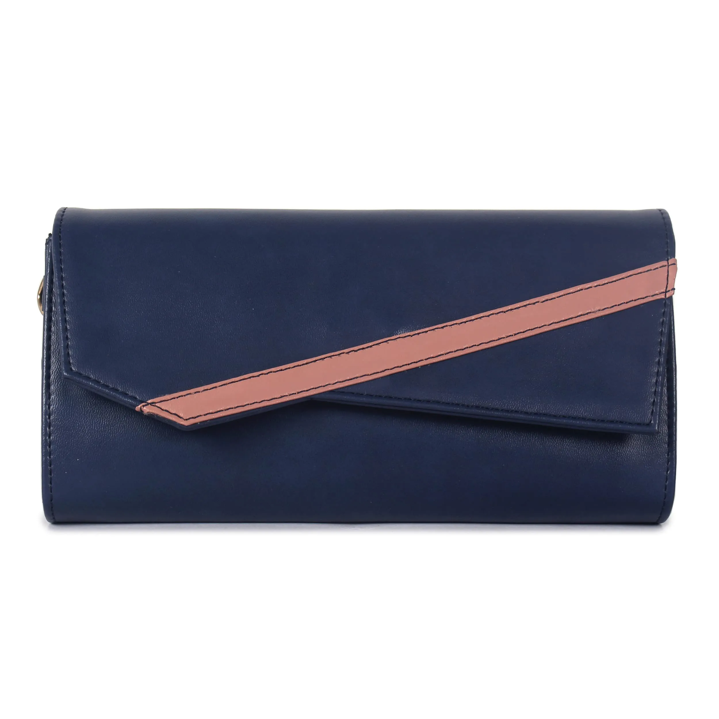 THE CLOWNFISH Ivana Series Womens Wallet Clutch Ladies Purse Sling Bag with multiple card slots (Navy Blue)