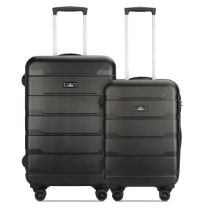 THE CLOWNFISH Jeffrey Combo of 2 Luggage Polycarbonate Hard Case Suitcases Varied Sizes Four Wheel Trolley Bags - Black (Medium size-65 cm, Small size-55 cm)