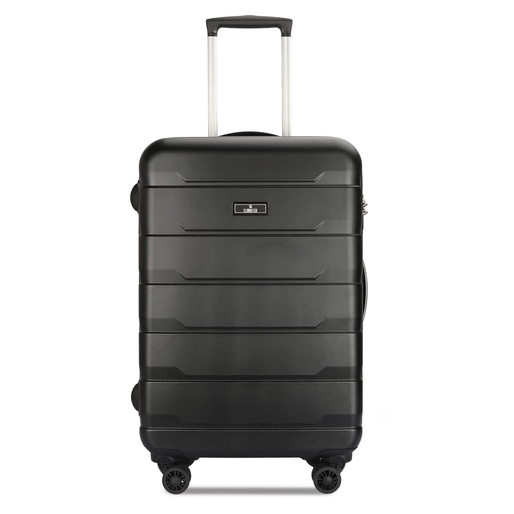 THE CLOWNFISH Jeffrey Luggage Polycarbonate Hard Case Suitcase Four Wheel Trolley Bag- Black (Small size,55 cm)