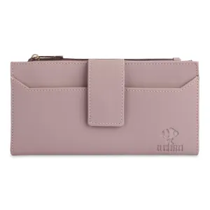 THE CLOWNFISH Krizia Collection PVC Zip & Snap Flap Closure Bi-Fold Womens Wallet Clutch Ladies Purse with Multiple Card Holders (Dark Peach)