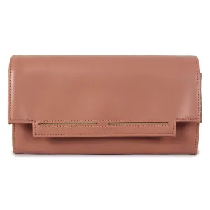 THE CLOWNFISH Laura Collection Womens Wallet Clutch Ladies Purse with multiple card slots (Apricot)