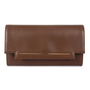 THE CLOWNFISH Laura Collection Womens Wallet Clutch Ladies Purse with multiple card slots (Brown)