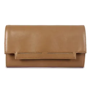 THE CLOWNFISH Laura Collection Womens Wallet Clutch Ladies Purse with multiple card slots (Light Brown)