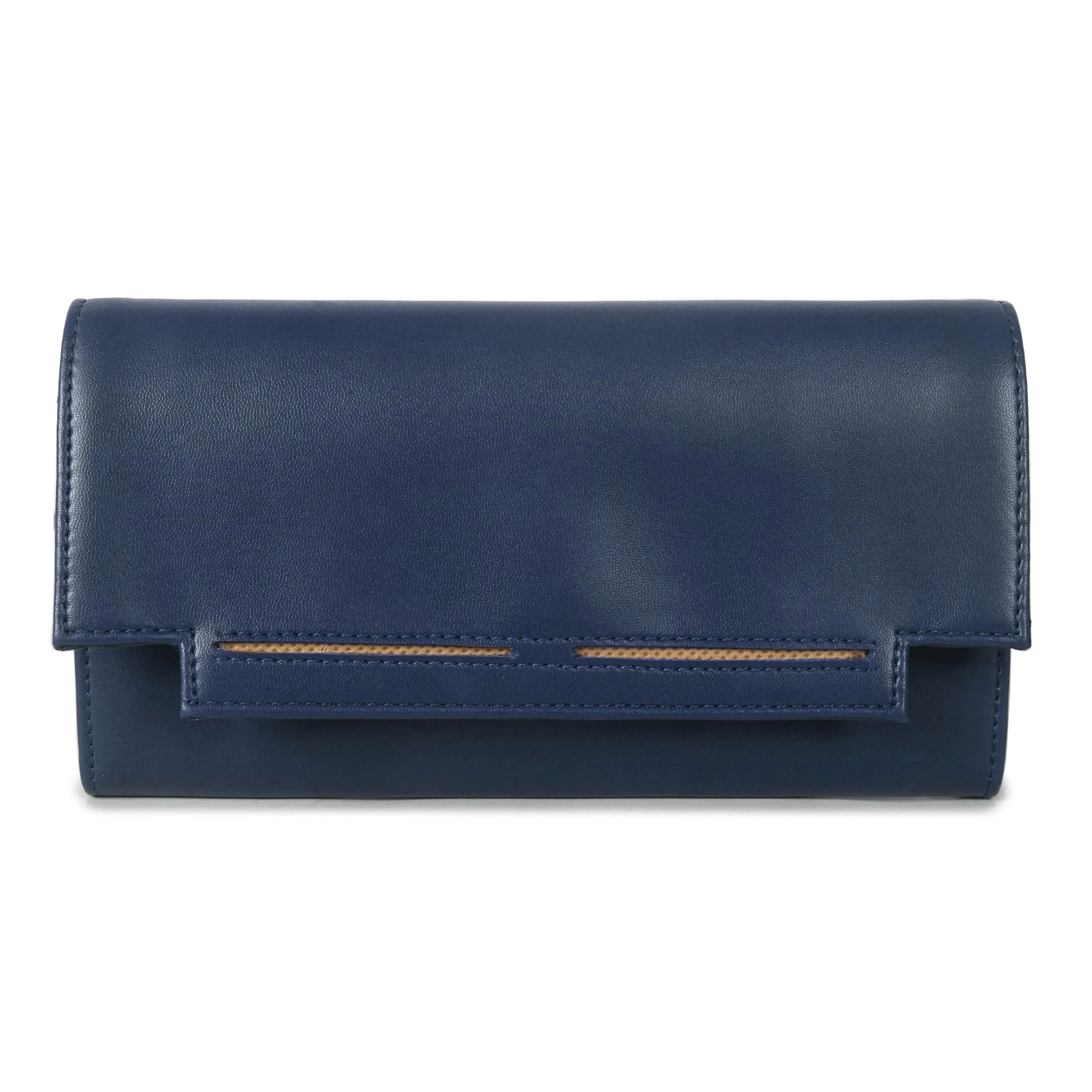 THE CLOWNFISH Laura Collection Womens Wallet Clutch Ladies Purse with multiple card slots (Navy Blue)