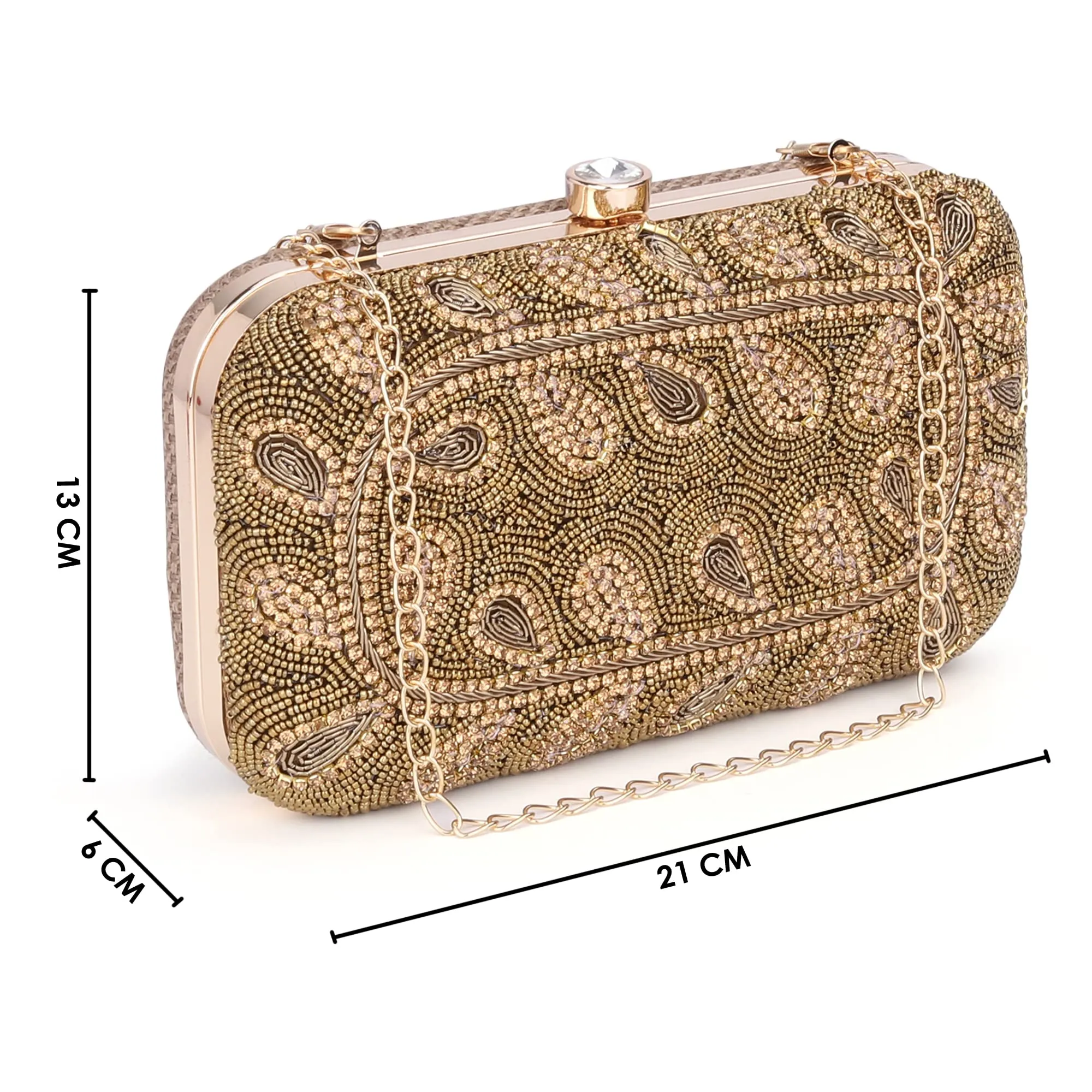 THE CLOWNFISH Senorita Collection Womens Party Clutch Ladies Wallet Evening Bag with Fashionable Round Corners Beads Work and Floral Embroidered Design (Grey)