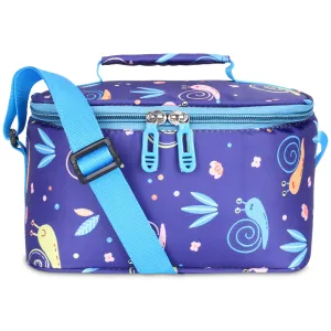 THE CLOWNFISH Snack Attack Series Polyester Printed Tiffin Carry Bag Lunch Bag Lunch Box Carrier Bag for School Picnic Travel Food Storage Bag (Navy Blue)