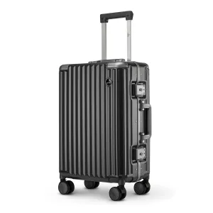 THE CLOWNFISH Stark Series Luggage PolyCarbonate Hard Case Suitcase Eight Wheel Trolley Bag with Double TSA Locks- Sooty Black (Small size, 57 cm-22 inch)