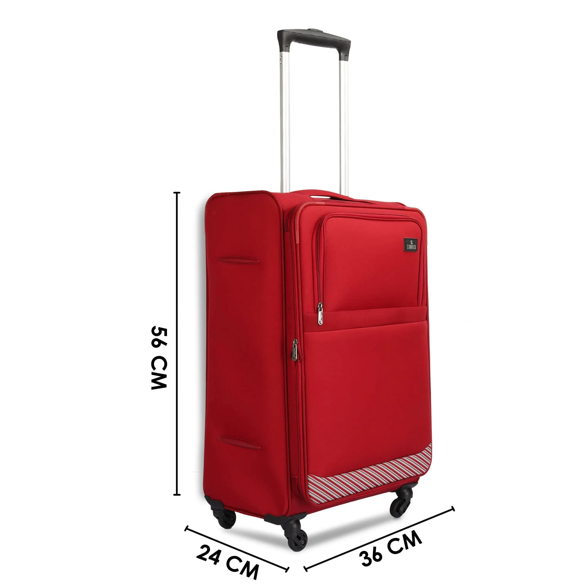 THE CLOWNFISH Sydney Luggage Polyester Soft Case Suitcase Four Wheel Trolley Bag - Red (Small size, 56 cm)