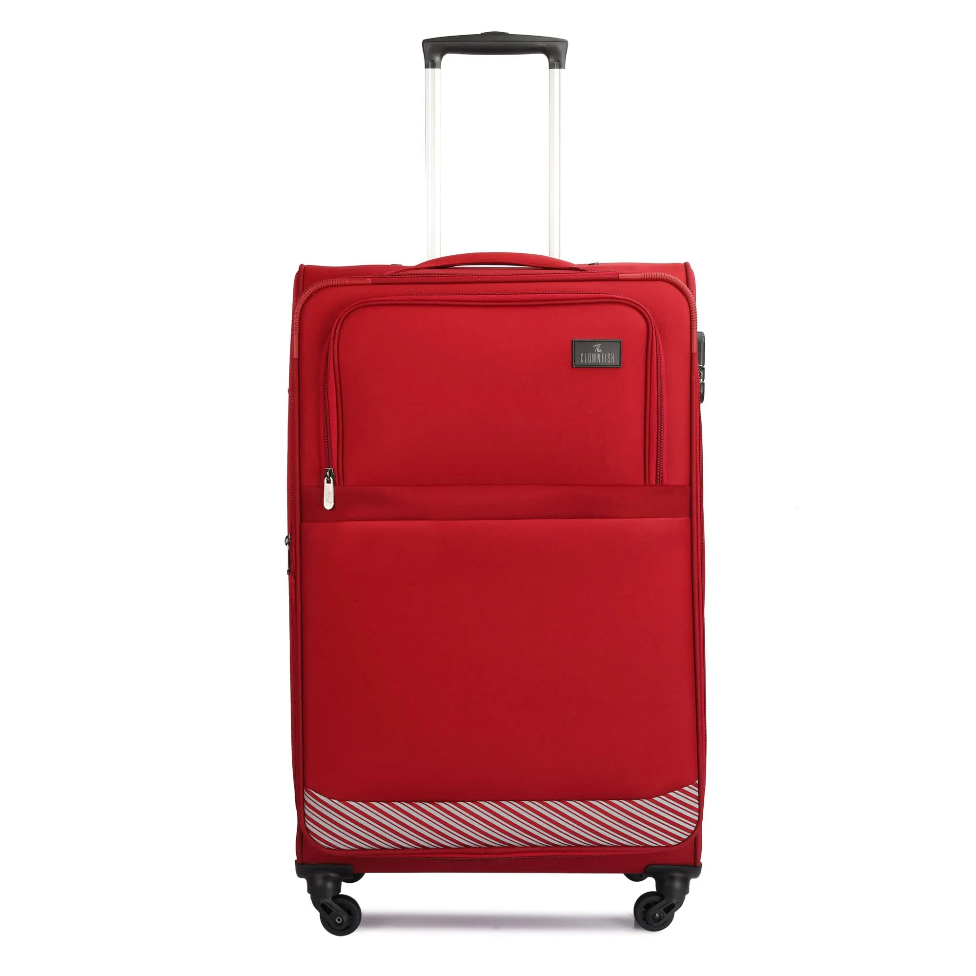 THE CLOWNFISH Sydney Luggage Polyester Soft Case Suitcase Four Wheel Trolley Bag - Red (Small size, 56 cm)