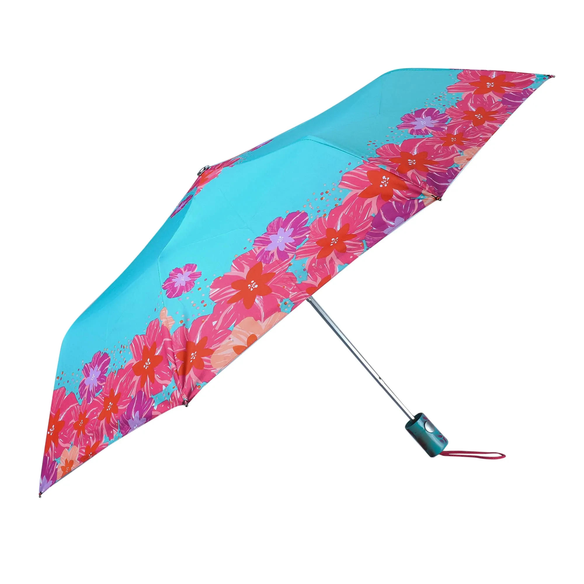 THE CLOWNFISH Umbrella 3 Fold Auto Open Waterproof Pongee Double Coated Silver Lined Umbrellas For Men and Women (Printed Design- Turquiose Blue)