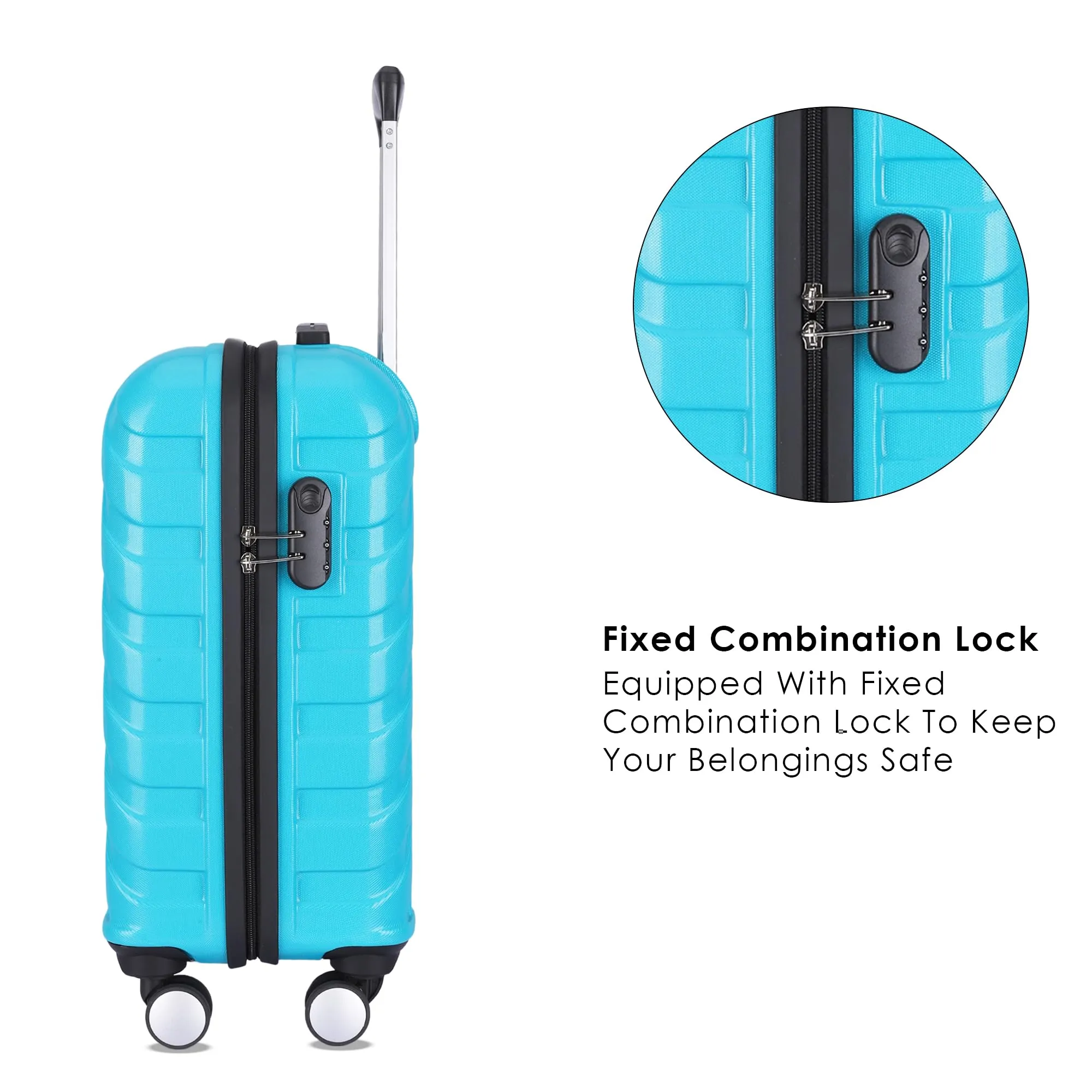 THE CLOWNFISH Wanderwheels Series Luggage ABS Hard Case Suitcase Eight Wheel Trolley Bag- Pacific Blue (52 cm- 20.5 inch)