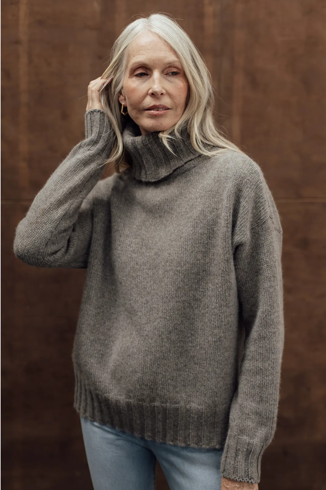 The Connie Merino Angora Polo Neck - Mocha