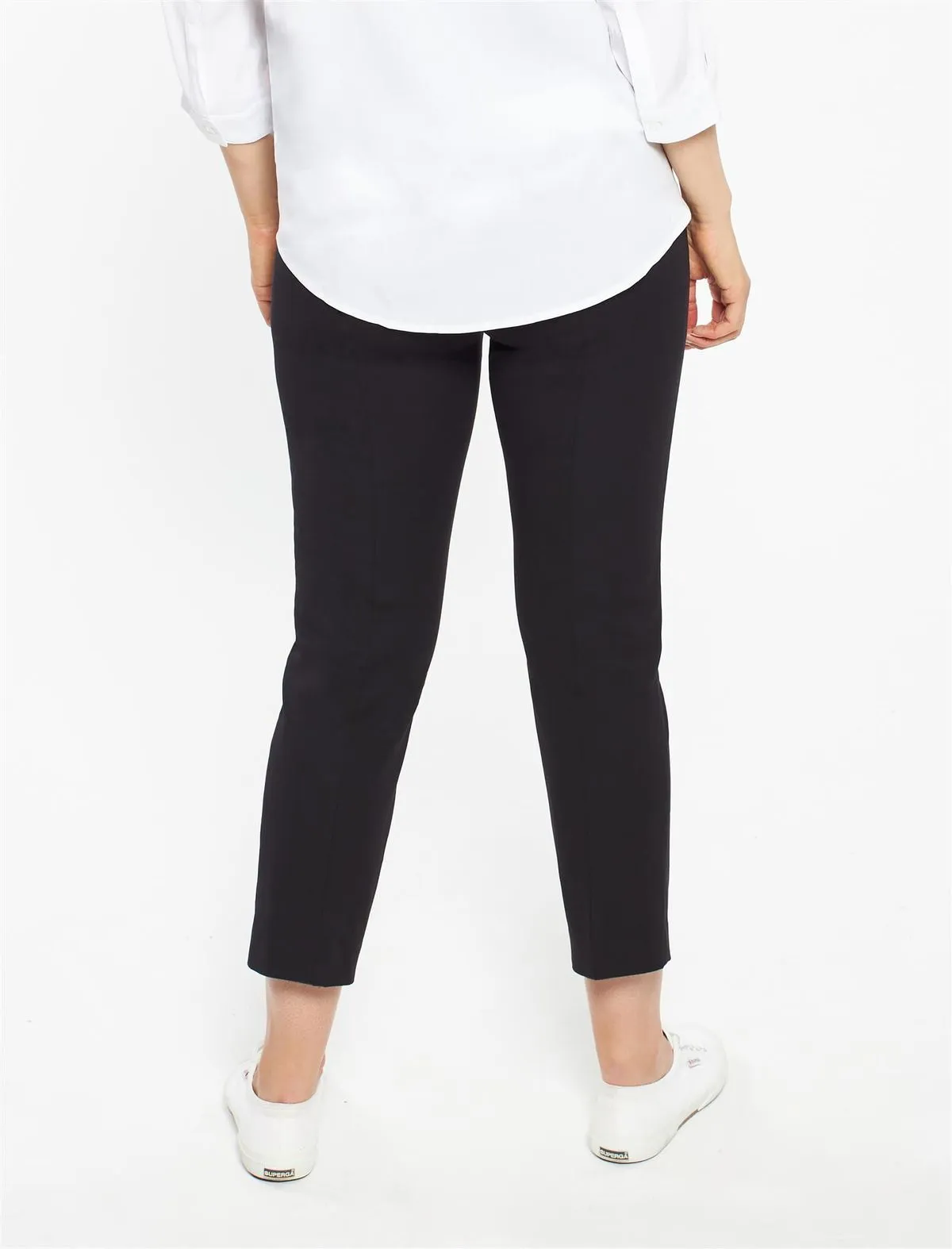 The Curie Secret Fit Belly Twill Slim Ankle Maternity Pant in Black