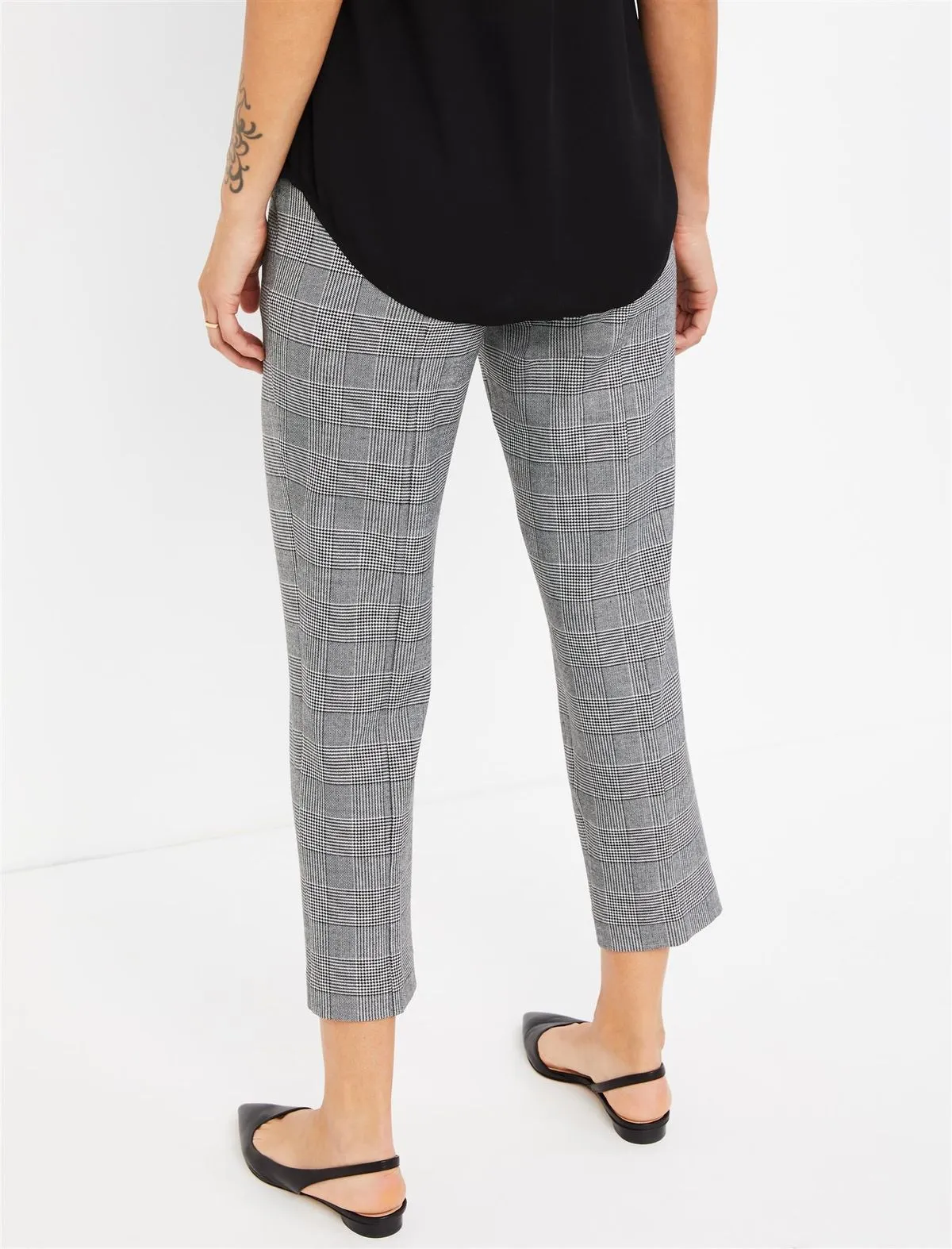 The Curie Secret Fit Belly Twill Slim Ankle Maternity Pant in Plaid