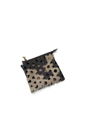 The Daisy Interlocking Leather Clutch Small Grey