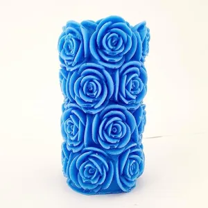 The Decor Affair 1 Pcs Exquisite Handcrafted Blue Rose Pillar Scented Candle for a Serene Atmosphere.