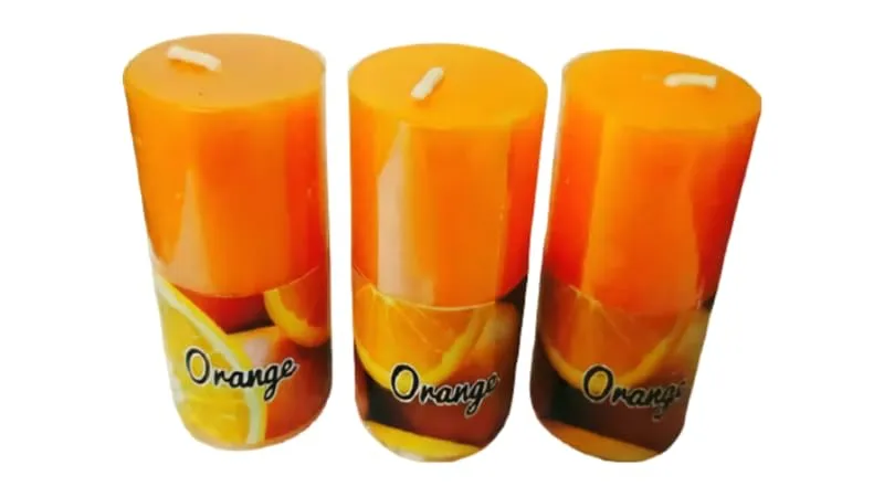 The Decor Affair 3 Pcs Unique Home Decoration Gift Set | Home Decor Pillar Candle Gift Set | Unique Long-Lasting Pillar Candles | Decorative Home Ambiance Candles (Orange)