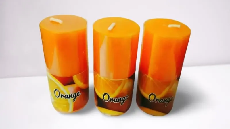 The Decor Affair 3 Pcs Unique Home Decoration Gift Set | Home Decor Pillar Candle Gift Set | Unique Long-Lasting Pillar Candles | Decorative Home Ambiance Candles (Orange)