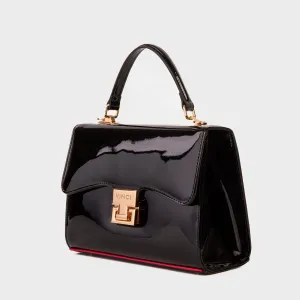 The Ege Black Patent Leather Handbag