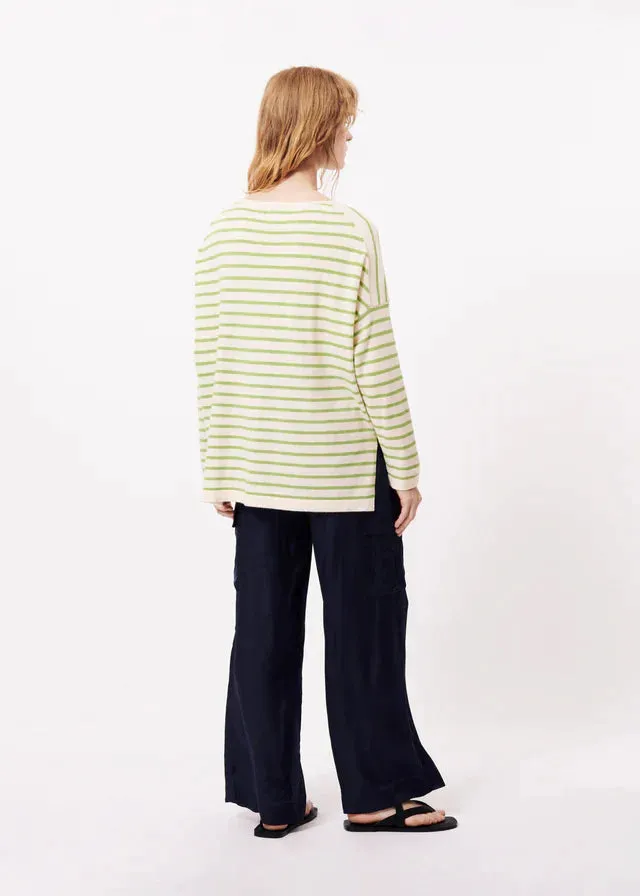 The Eileen Striped Sweater by FRNCH - Green Stripe