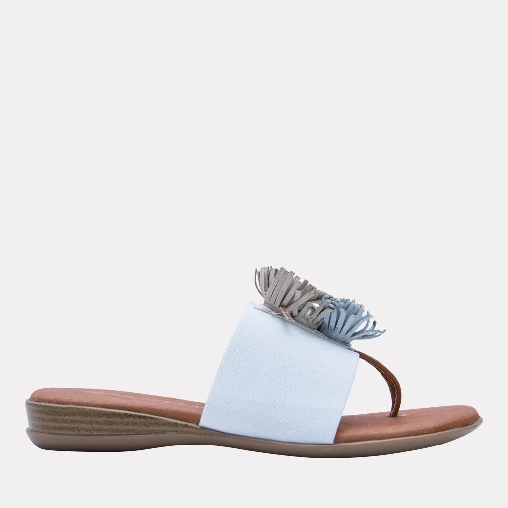 The Elastic Thong Puff Sandal in White