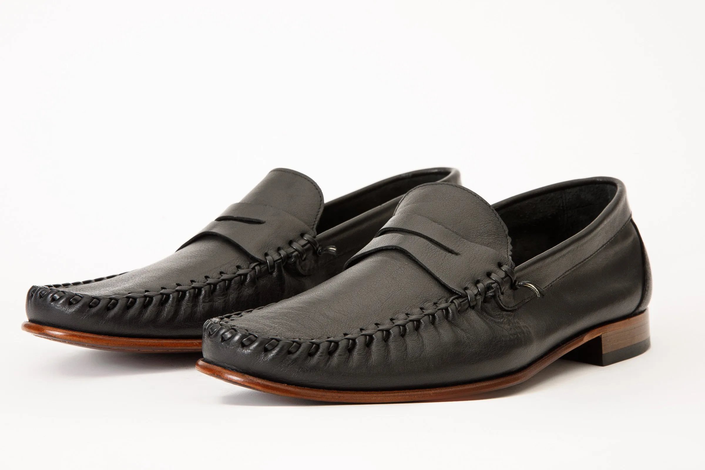 The Eregli Black Leather Penny Loafer Men Shoe