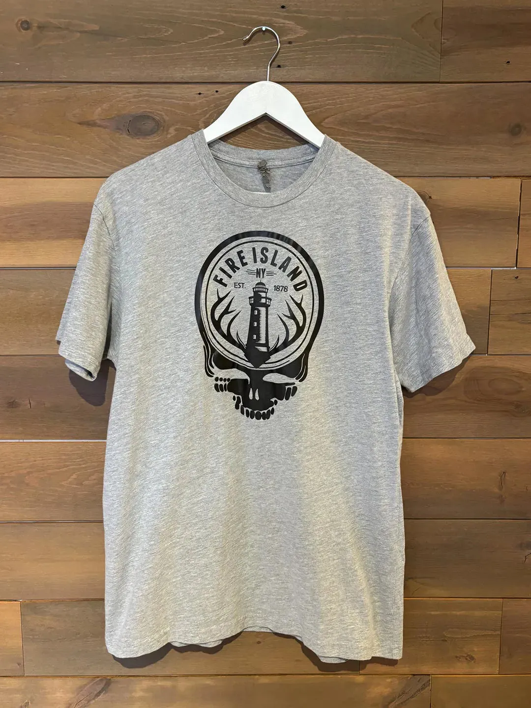 The Fire Island Vintage Tee | Heather Grey Skull & Lighthouse